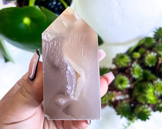 Flower agate crystal tower |cherry blossom agate home decoration | flower agate specimen | healing crystal | birthday gift|anniversary gift