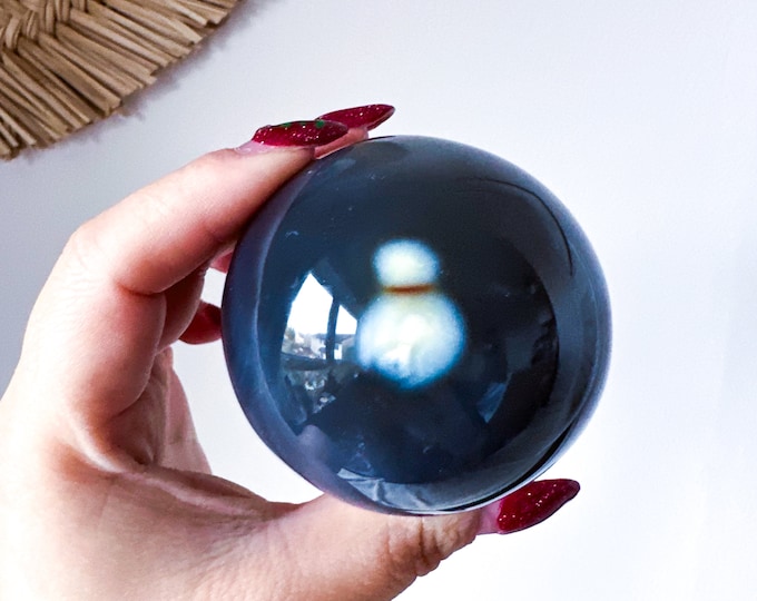 Orca Agate natural crystal sphere| unique crystal home decor| Tranquility home style | Earthy decor | Oceanic decor | unique gift idea
