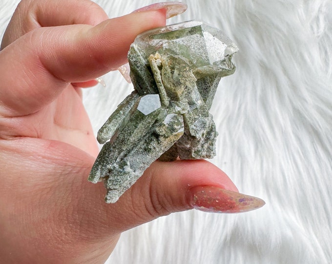 Mini chlorite quartz mineral specimen | premium crystal cluster | crystal healing home decoration | healing crystal | crystal decoration