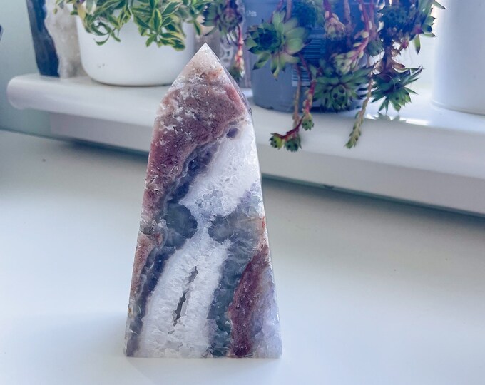 Druzy fluorite rare crystal tower healing crystal