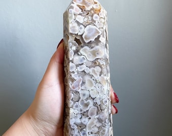 Flower agate crystal tower |cherry blossom agate home decoration | flower agate specimen | healing crystal | birthday gift|anniversary gift 