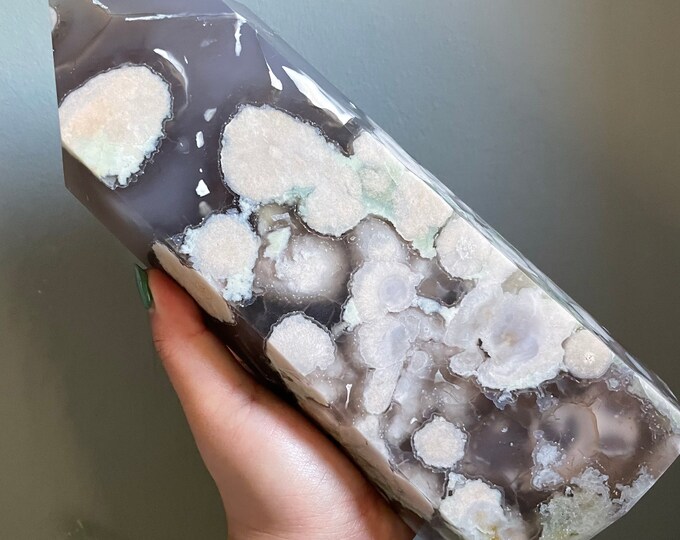 Flower agate crystal tower |cherry blossom agate home decoration | flower agate specimen | healing crystal | birthday gift|anniversary gift