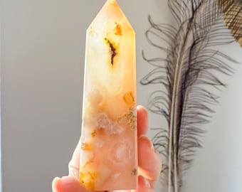 Flower agate geode Crystal tower (LY)  | High-quality flower agate crystal tower healing crystal home decor