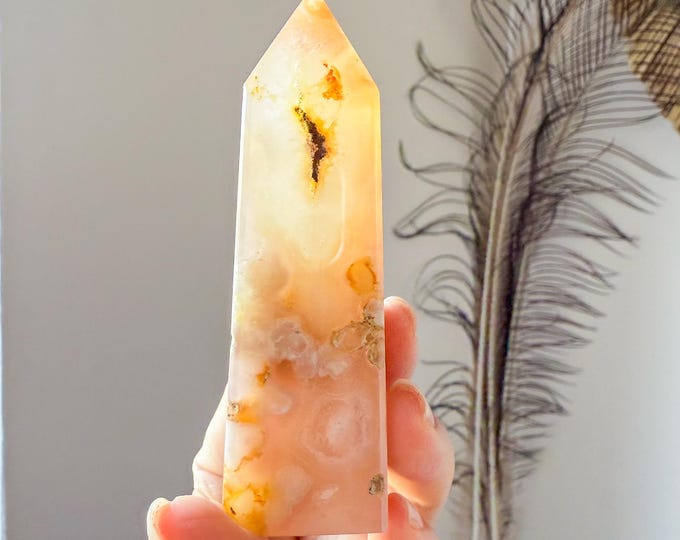 Flower agate geode Crystal tower (LY)  | High-quality flower agate crystal tower healing crystal home decor