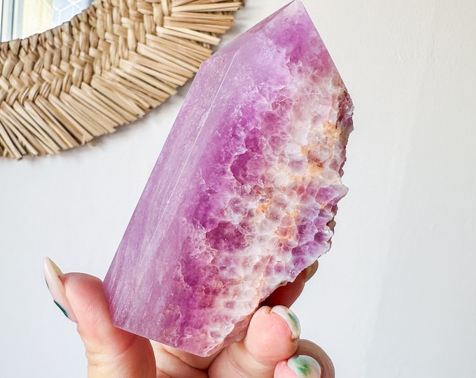 Fluorite crystal tower | Fuchsia fluorite |silk fluorite | pink fluorite | purple fluorite  crystal tower healing crystal home decoration