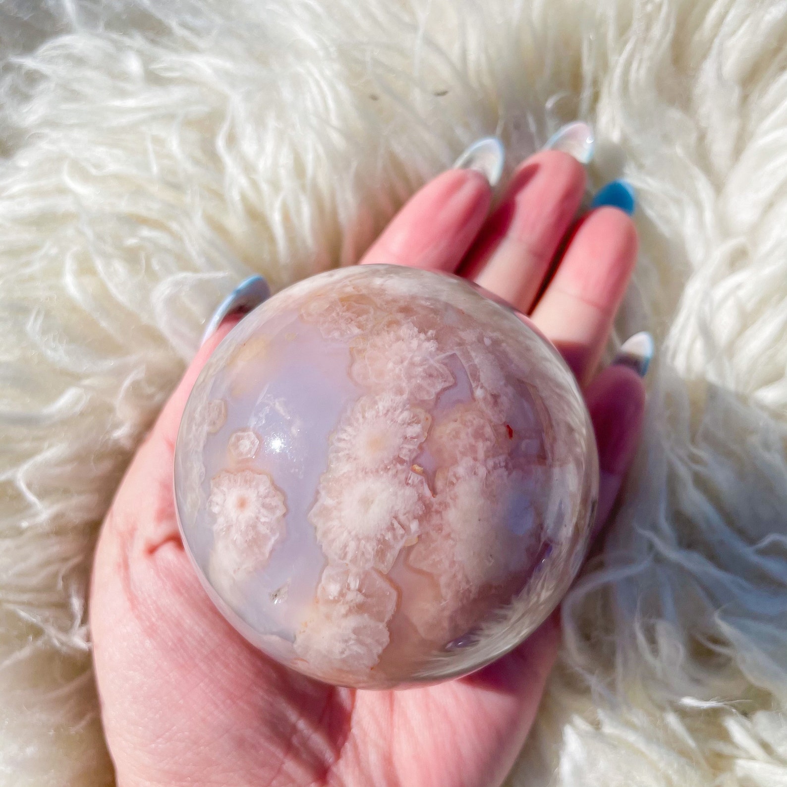 Cherry blossom agate sphere healing crystal home decor | Etsy