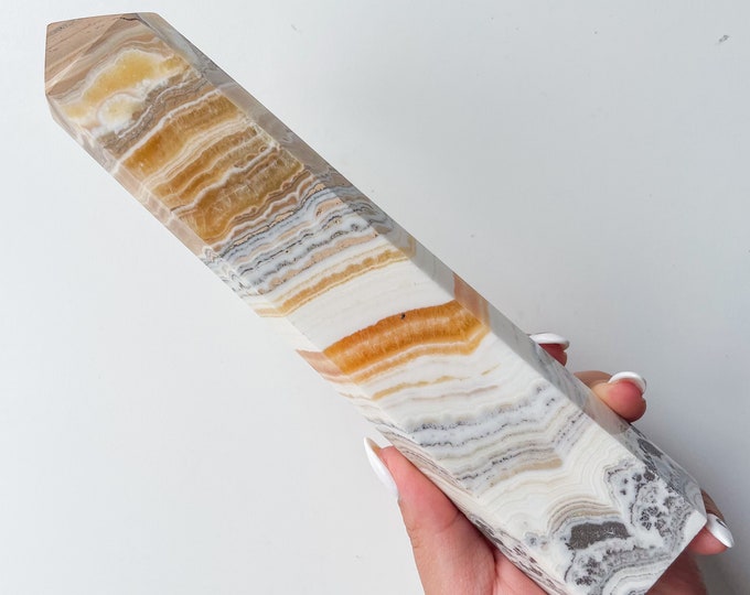 Dendritic orange calcite crystal point healing crystal home decoration meditation reiki practice