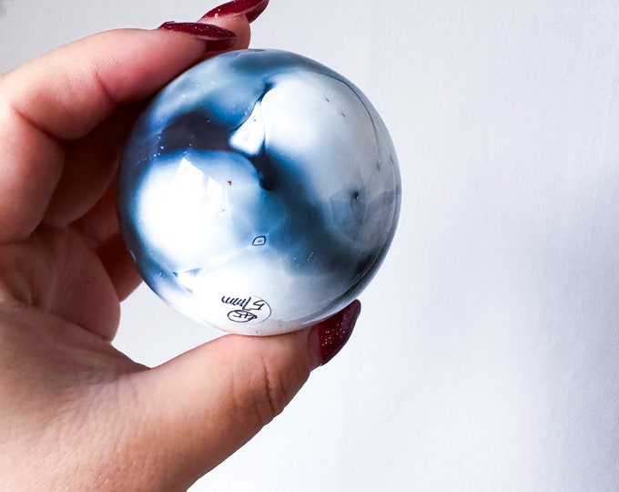 Orca Agate natural crystal sphere| unique crystal home decor| Tranquility home style | Earthy decor | Oceanic decor | unique gift idea