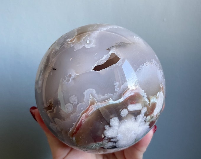 Flower agate crystal |cherry blossom agate home decoration | flower agate specimen | healing crystal | birthday gifts| anniversary gift