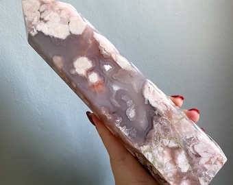 Flower agate crystal tower |cherry blossom agate home decoration | flower agate specimen | healing crystal | birthday gift|anniversary gift