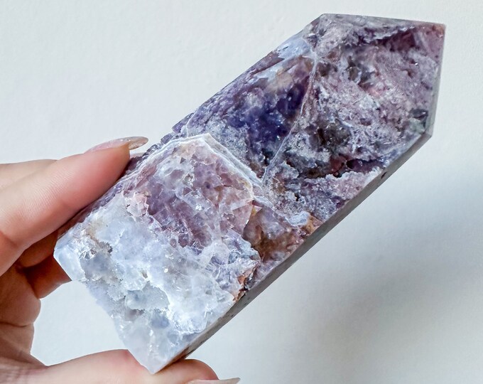 Matrix fluorite with quartz and calcite | rare fluorite crystal tower healing crystal
