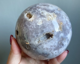 Flower agate crystal sphere|cherry blossom agate home decoration | flower agate specimen | healing crystal | birthday gift|anniversary gift