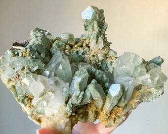 Chlorite quartz cluster | chlorite quartz crystal cluster mineral specimen