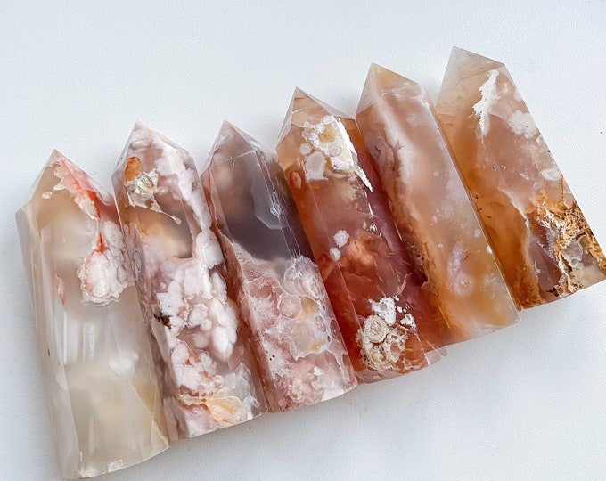 Flower agate crystal tower |cherry blossom agate home decoration | flower agate specimen | healing crystal | birthday gift|anniversary gift