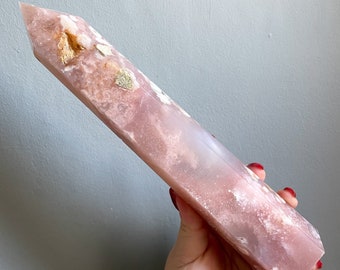 Flower agate crystal tower |cherry blossom agate home decoration | flower agate specimen | healing crystal | birthday gift|anniversary gift