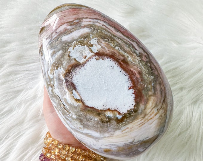 Ultra rare pink Ocean Jasper with pink amethyst druzy crystal freeform healing crystal home decor