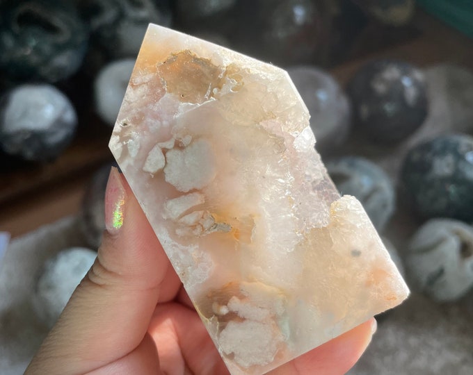 Druzy flower agate geode Crystal tower pink flower agate crystal tower healing crystal home decor