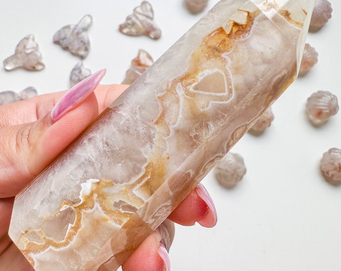 Premium gold agate (pk) Crystal tower |gold agate crystal tower healing crystal home decor |crystal gift |unique home decor|