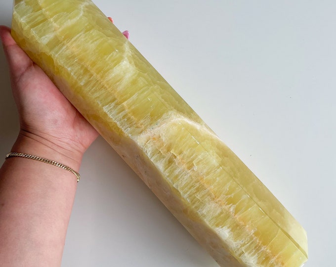 Lemon calcite crystal tower | lemon calcite XL crystal tower ornament healing crystal healing journey home decoration