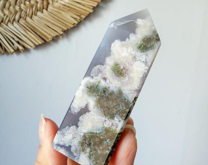 Flower agate geode Crystal tower (LY)  | High-quality flower agate crystal tower healing crystal home decor