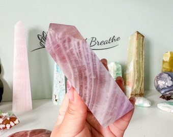 Rare Purple Silk Fluorite Crystal Tower - Stunning Home Decor Piece with Healing Properties