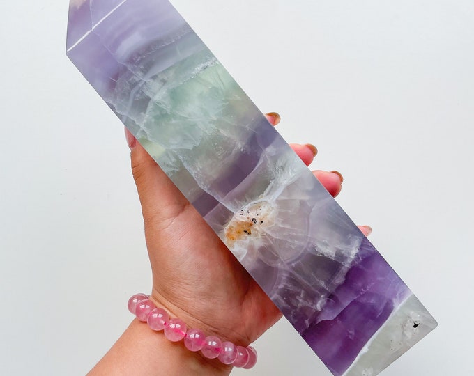 Fluorite crystal towers healing crystal home decoration | premium snowflake fluorite crystal tower