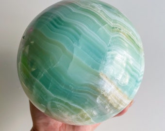Green calcite 3.2kg XL Large crystal sphere healing crystal healing journey home decoration
