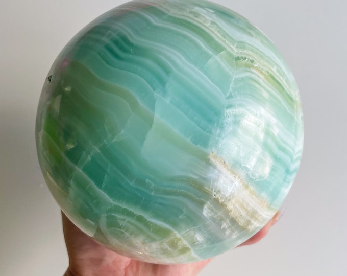 Green calcite 3.2kg XL Large crystal sphere healing crystal healing journey home decoration