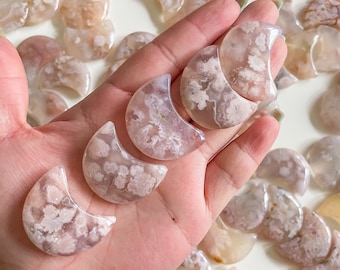 flower agate moon |pink moon | flower agate Moon carving