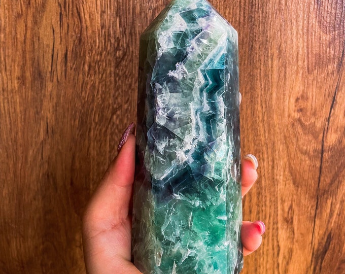 Fluorite crystal towers healing crystal home decoration | premium snowflake fluorite crystal tower