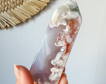Flower agate geode Crystal tower (LY)  | High-quality flower agate crystal tower healing crystal home decor