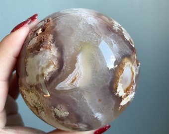 Flower agate crystal sphere|cherry blossom agate home decoration | flower agate specimen | healing crystal | birthday gift|anniversary gift
