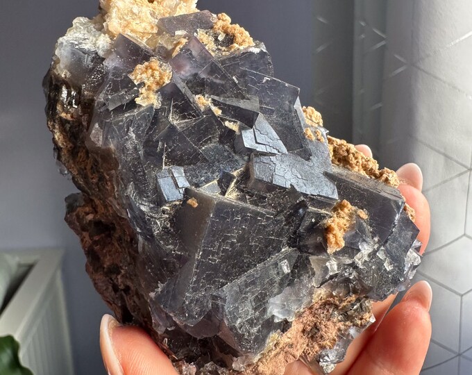 Rare Indigo fluorite premium fluorite specimen ( Pakistan, Baluchistan province, lorlai district ) crystal mineral specimen