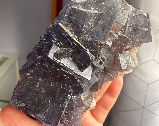 Rare Indigo fluorite premium fluorite specimen ( Pakistan, Baluchistan province, lorlai district ) crystal mineral specimen