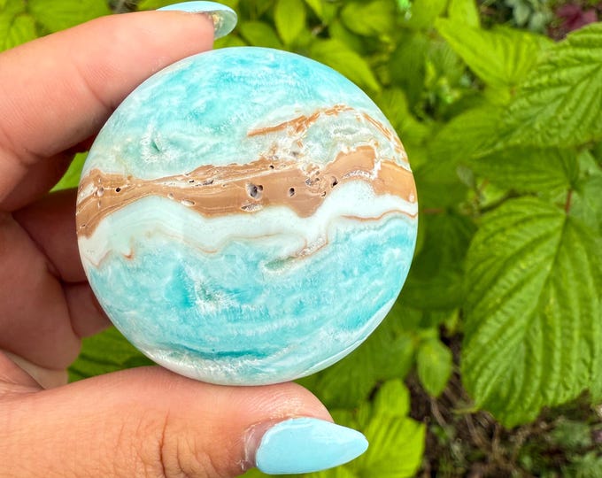Blue aragonite crystal sphere healing crystal home decor
