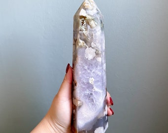 Flower agate crystal tower |cherry blossom agate home decoration | flower agate specimen | healing crystal | birthday gift|anniversary gift