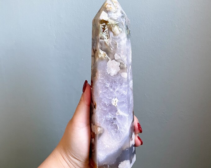 Flower agate crystal tower |cherry blossom agate home decoration | flower agate specimen | healing crystal | birthday gift|anniversary gift