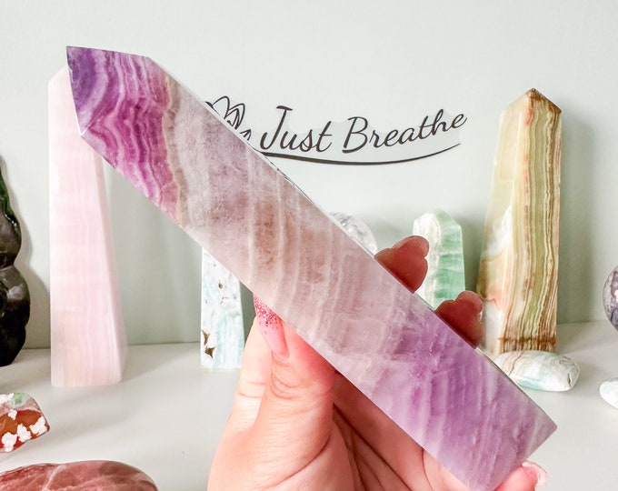Rare Purple Silk Fluorite Crystal Tower - Stunning Home Decor Piece with Healing Properties