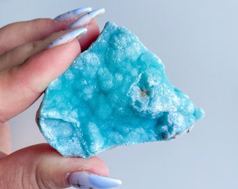 Blue aragonite with azurite and calcite rare crystal specimen 