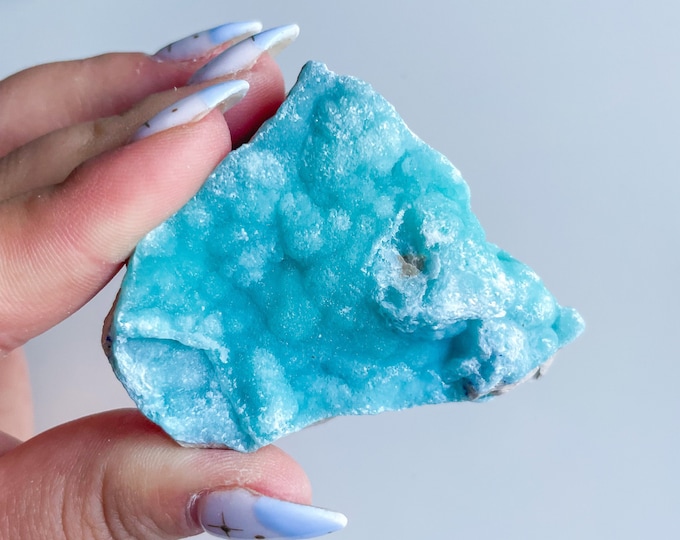 Blue aragonite with azurite and calcite rare crystal specimen