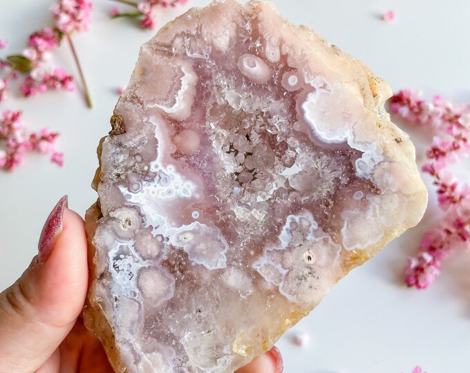 Pink amethyst flower agate crystal rare mineral specimen | healing crystal | birthday gift|anniversary gift