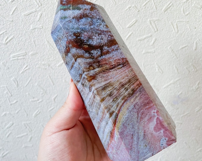 Ocean Jasper large crystal tower healing crystal home decor