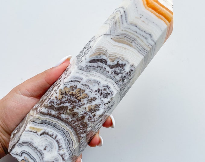 Dendritic orange calcite crystal point healing crystal home decoration meditation reiki practice