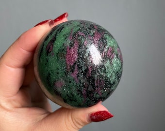 Ruby in zoisite premium crystal sphere healing crystal healing journey home decoration
