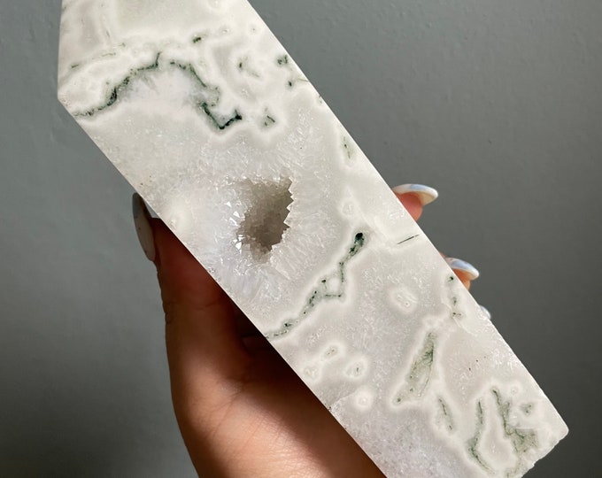 Moss agate crystal tower | moss agate home decoration | moss agate ornament | healing crystal | birthstone gifts| wedding anniversary gift