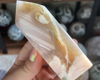 Druzy flower agate Crystal tower pink flower agate crystal tower healing crystal home decor