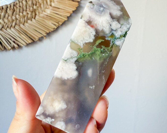 Flower agate geode Crystal tower (LY)  | High-quality flower agate crystal tower healing crystal home decor