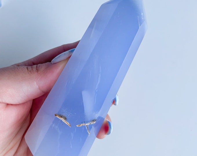 Druzy Blue chalcedony crystal tower｜ crystal tower healing crystal healing journey home decoration