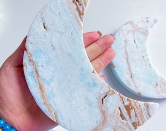 Caribbean calcite large crystal moon hand carving healing crystal healing journey home decoration