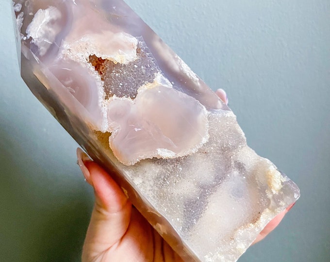 Flower agate crystal tower |cherry blossom agate home decoration | flower agate specimen | healing crystal | birthday gift|anniversary gift